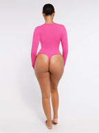 Long Sleeved V-neck Waist & Tummy Sculpt Bodysuit