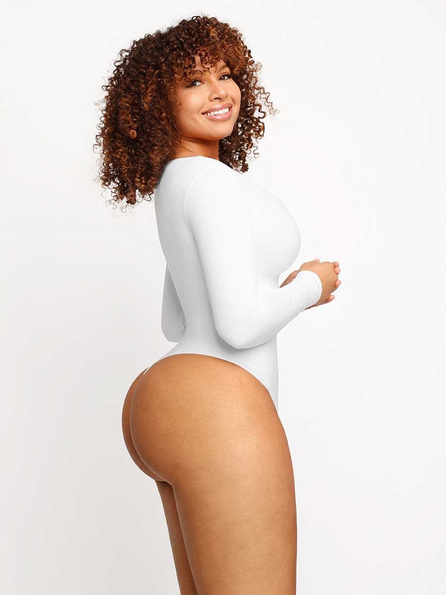 Long Sleeve Scoop Neckline Versatile Bodysuit