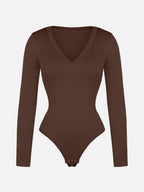 Long Sleeved V-neck Waist & Tummy Sculpt Bodysuit