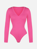 Long Sleeved V-neck Waist & Tummy Sculpt Bodysuit