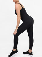 Retro Square Neck Seamless Sport Jumpsuit