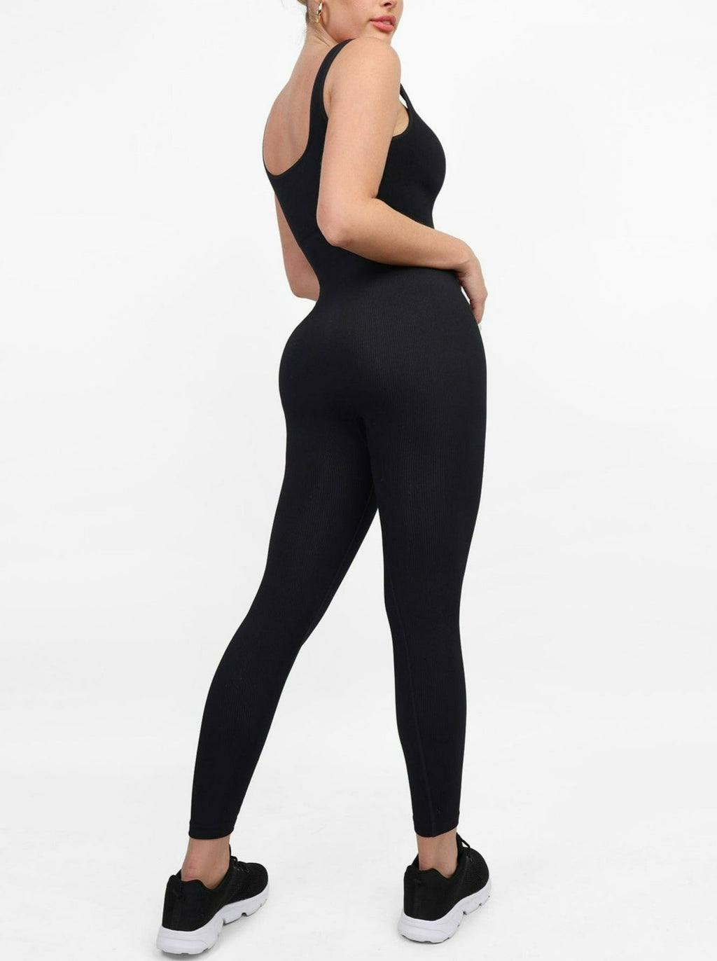 Retro Square Neck Seamless Sport Jumpsuit - Auxieswear