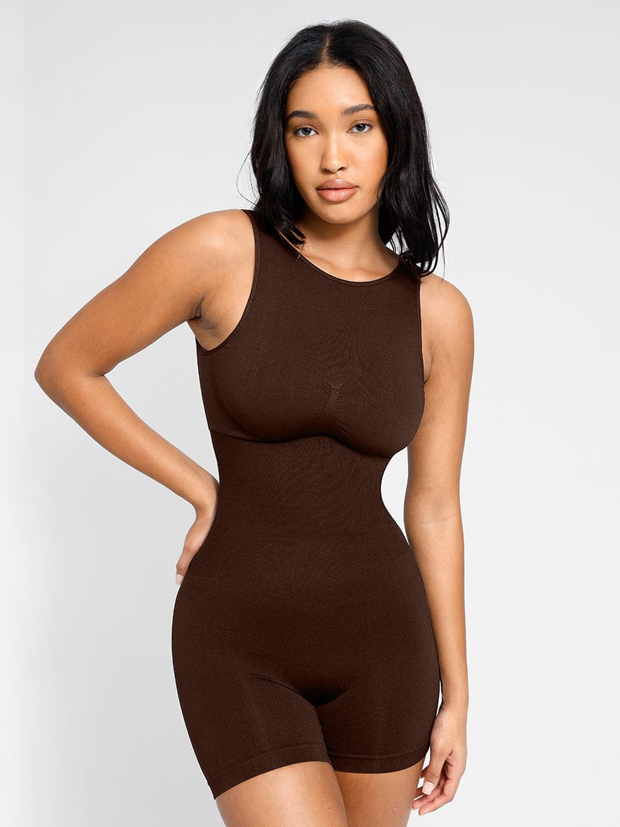 Round Neck U Back Shape Romper with Removable Cups - Auxieswear