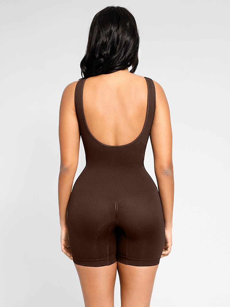 Round Neck U Back Shape Romper with Removable Cups - Auxieswear