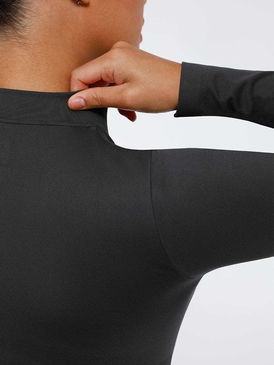 Long Sleeve Waist Shaping Zipper Collar Bodysuit