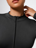 Long Sleeve Waist Shaping Zipper Collar Bodysuit