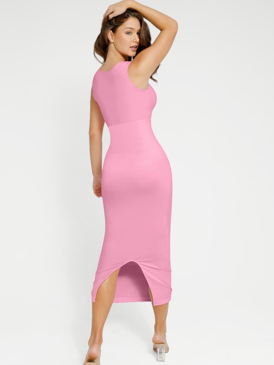 Waist Control Long Shaping Dress With Spaghetti Straps