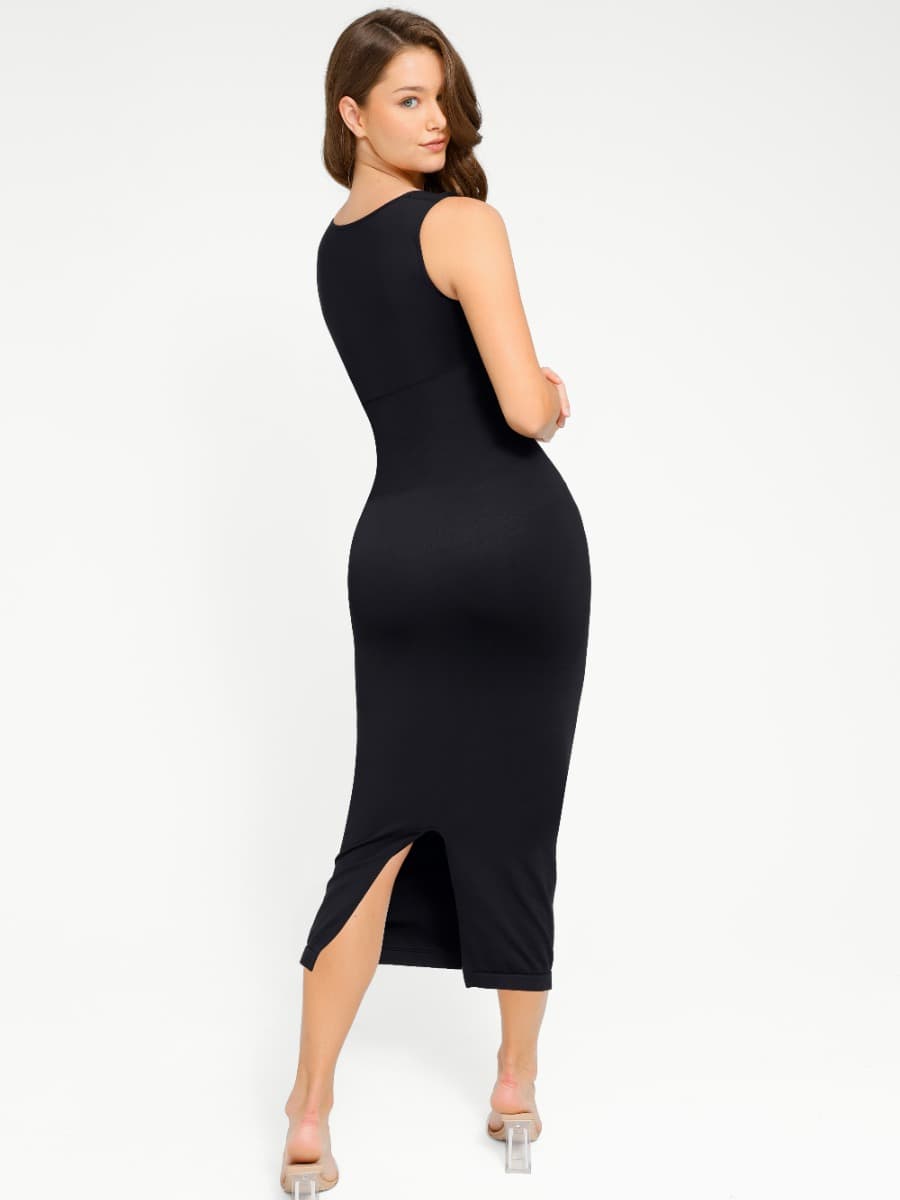 Waist Control Long Shaping Dress With Spaghetti Straps