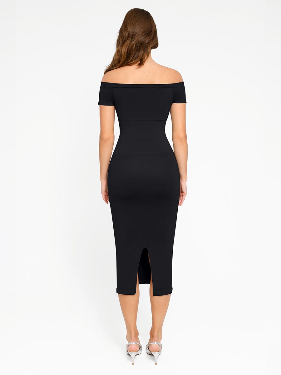 Off-Shoulder Fitted Mid-Length Formal Shaping Dress