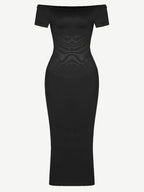 Off-Shoulder Fitted Mid-Length Formal Shaping Dress