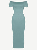 Off-Shoulder Fitted Mid-Length Formal Shaping Dress