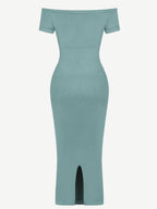 Off-Shoulder Fitted Mid-Length Formal Shaping Dress