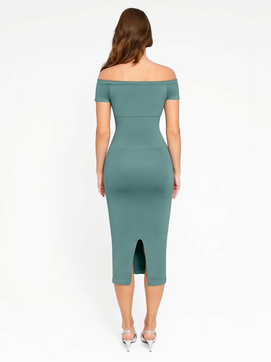 Off-Shoulder Fitted Mid-Length Formal Shaping Dress