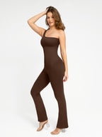 Off-Shoulder Shaping Jumpsuit with Flared Legs