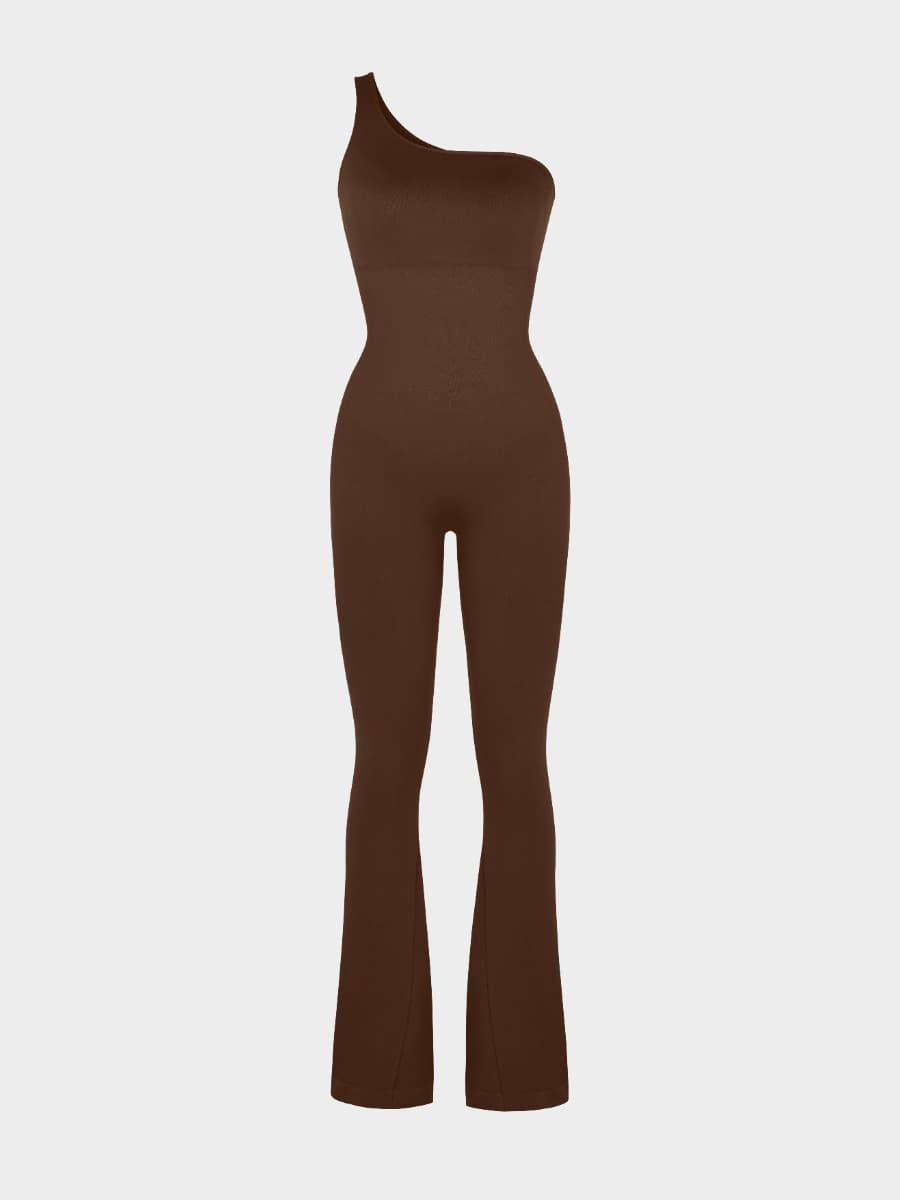 Off-Shoulder Shaping Jumpsuit with Flared Legs