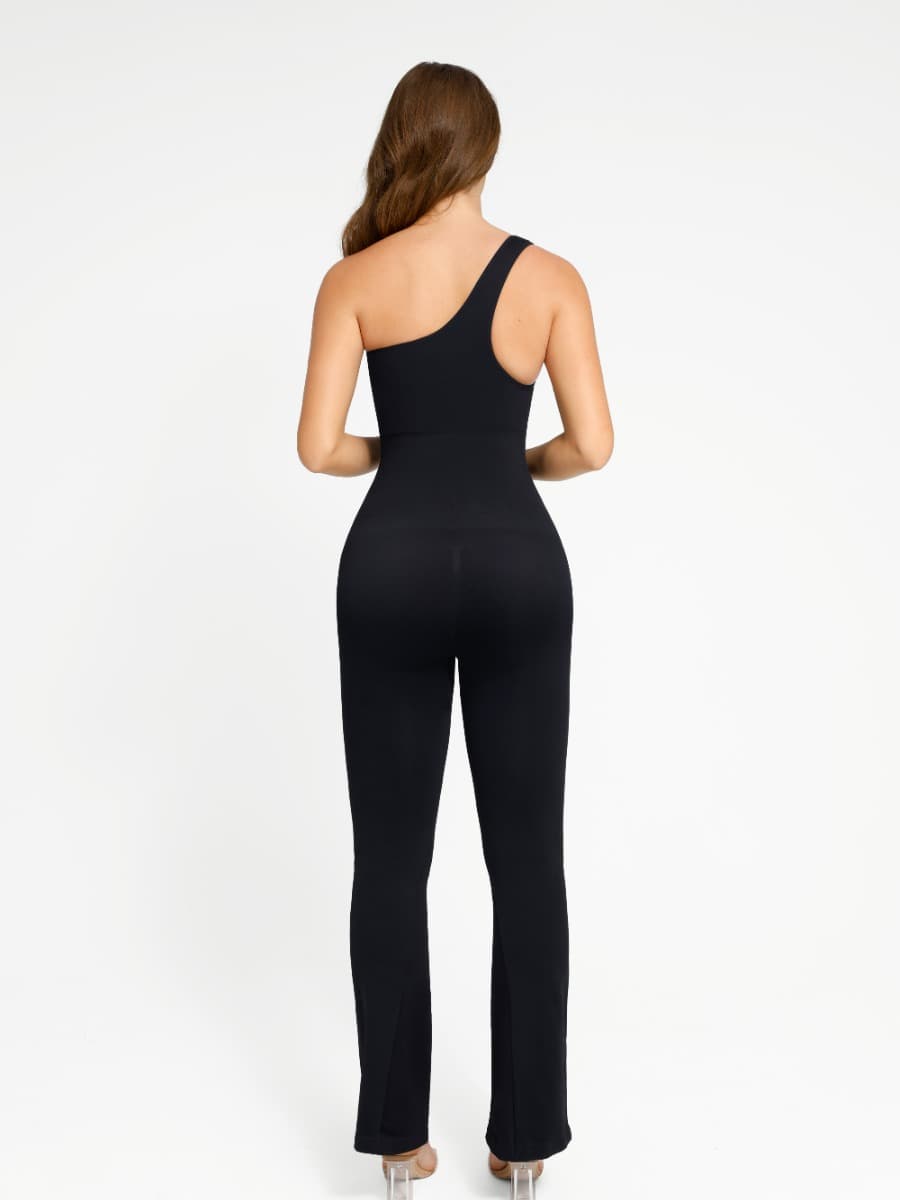 Off-Shoulder Shaping Jumpsuit with Flared Legs