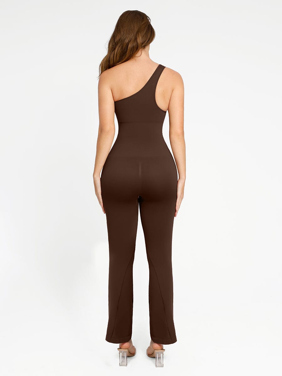 Off-Shoulder Shaping Jumpsuit with Flared Legs - Auxieswear