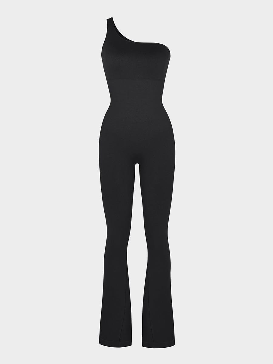 Off-Shoulder Shaping Jumpsuit with Flared Legs - Auxieswear