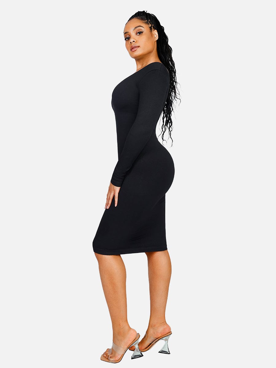 V-Neck Waist Control Dress with Removable Bra Pads