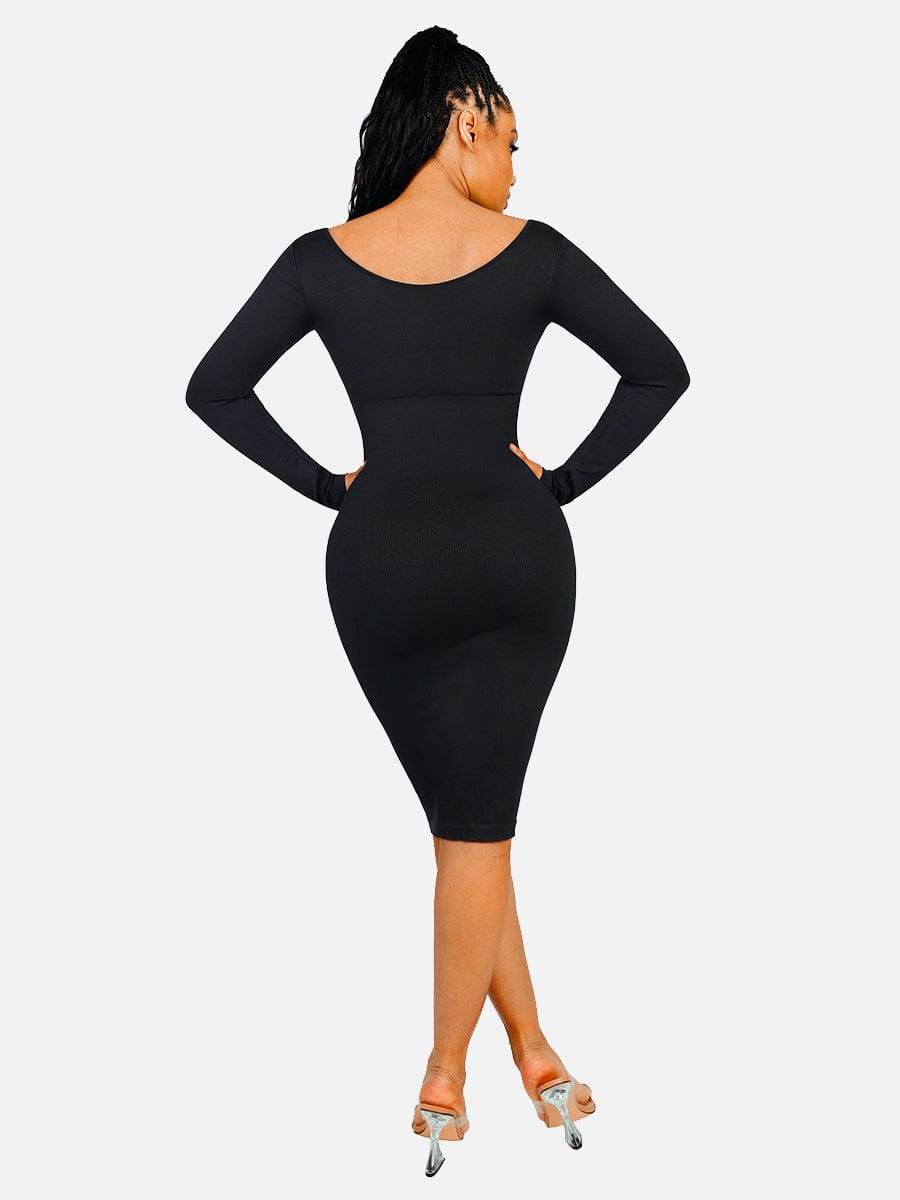 V-Neck Waist Control Dress with Removable Bra Pads