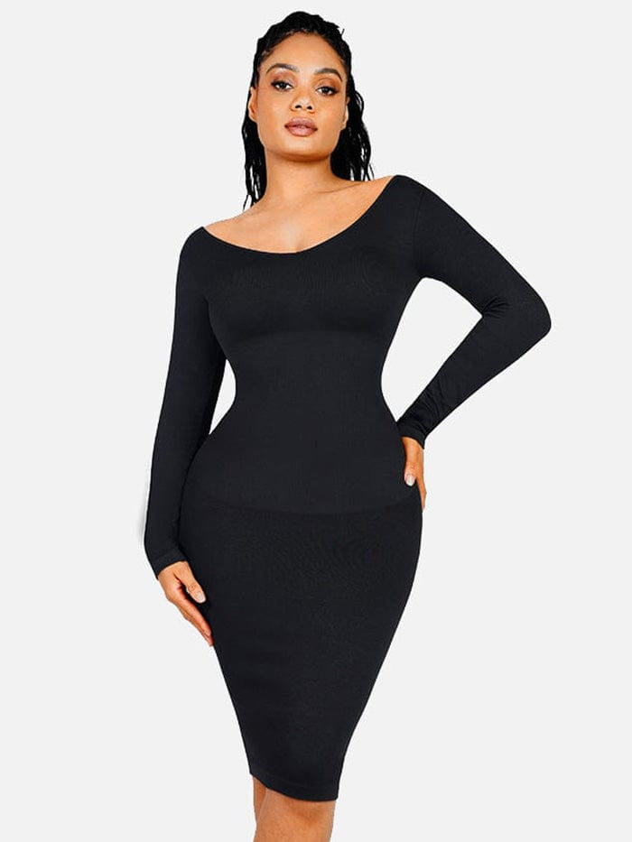 V-Neck Waist Control Dress with Removable Bra Pads