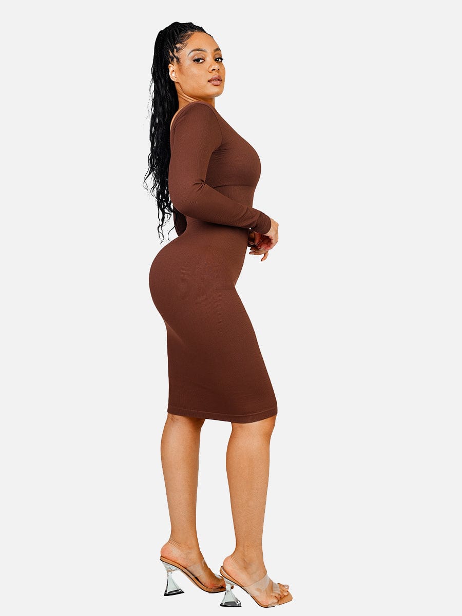 V-Neck Waist Control Dress with Removable Bra Pads