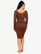 V-Neck Waist Control Dress with Removable Bra Pads