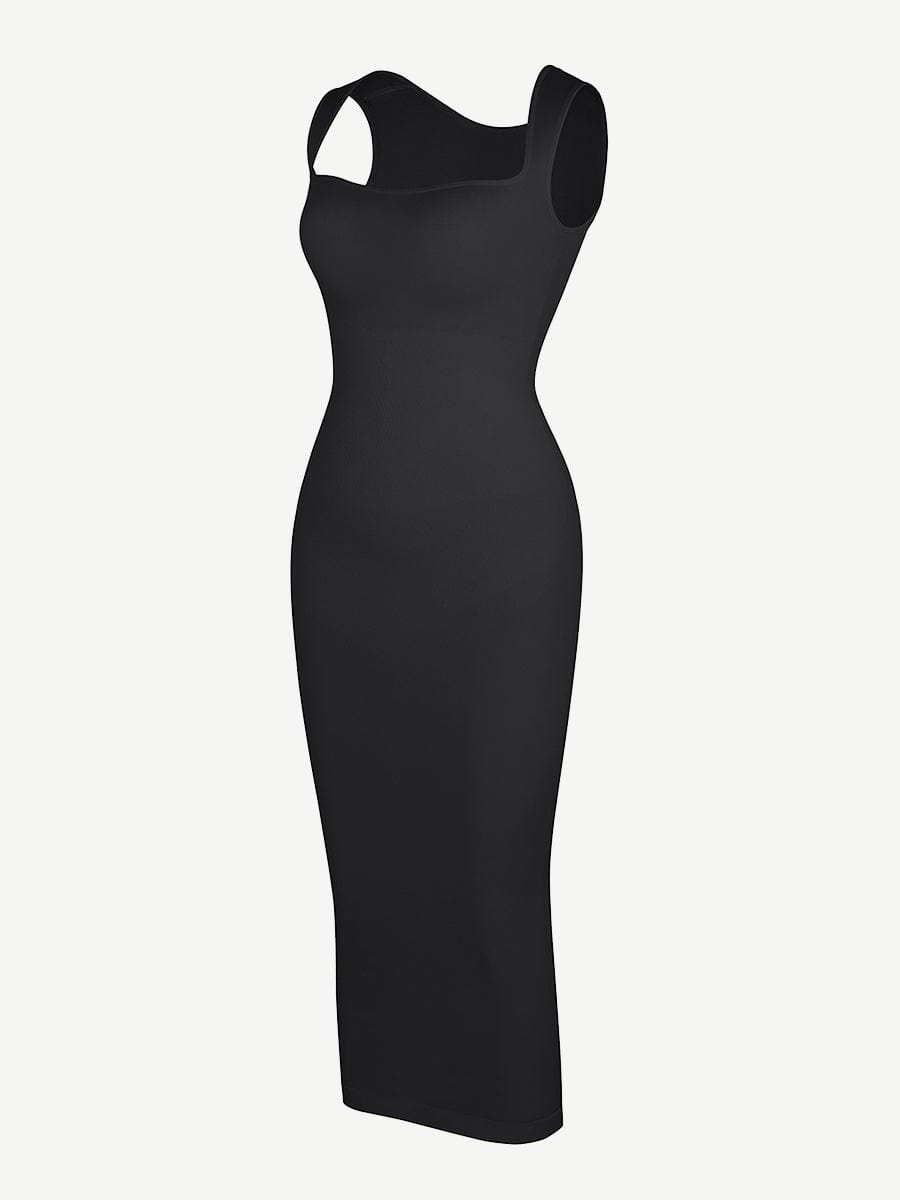 Waist Control Long Shaping Dress With Spaghetti Straps - Auxieswear