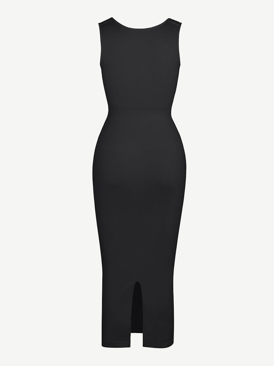 Waist Control Long Shaping Dress With Spaghetti Straps - Auxieswear