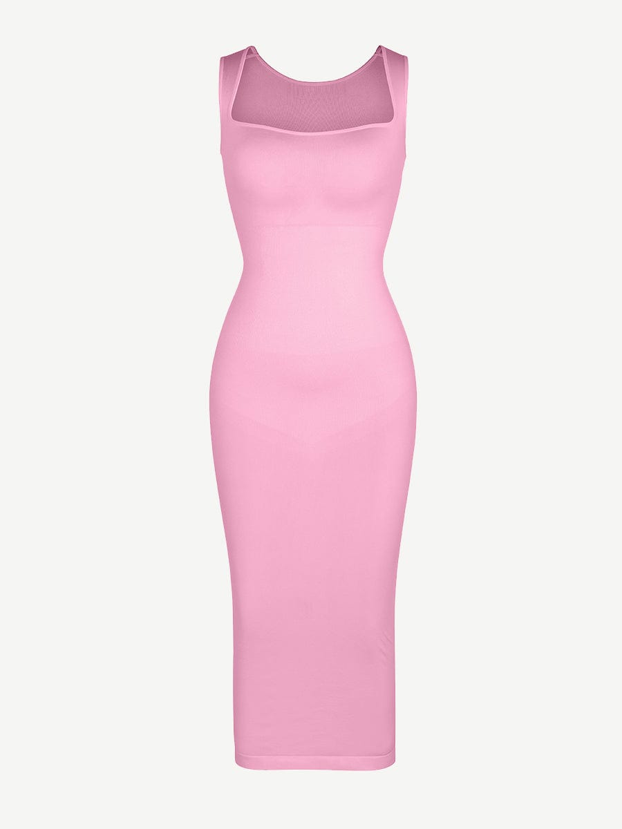 Waist Control Long Shaping Dress With Spaghetti Straps - Auxieswear