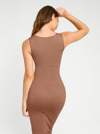 Waist Control Long Shaping Dress With Spaghetti Straps