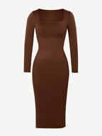 Retro Square Neck Waist Control Dress With Removable Bra Pads