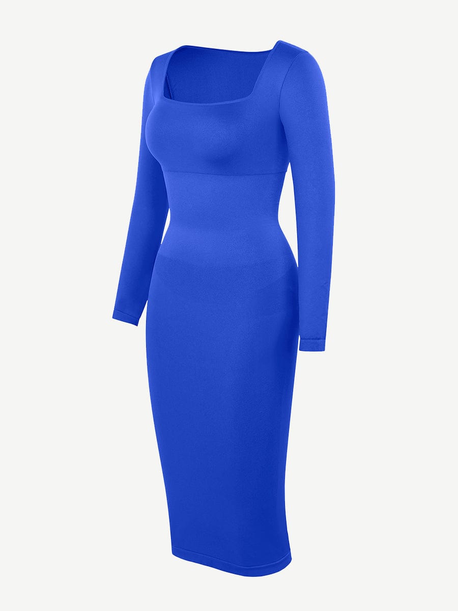 Retro Square Neck Waist Control Dress With Removable Bra Pads
