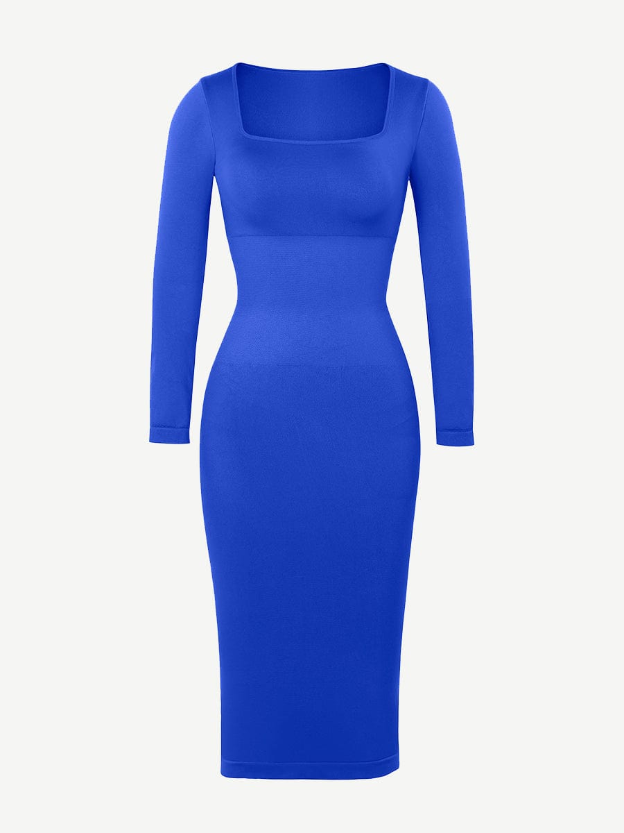Retro Square Neck Waist Control Dress With Removable Bra Pads