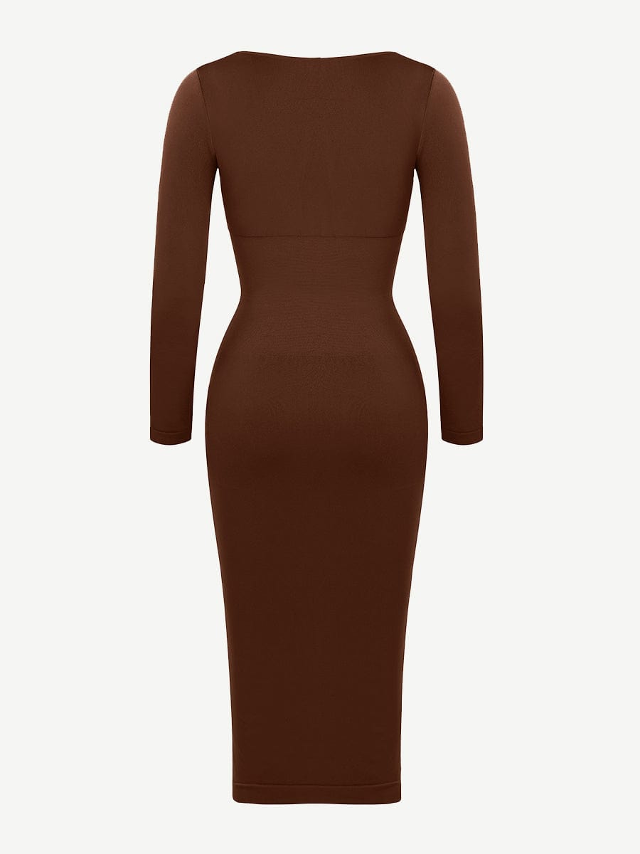 Retro Square Neck Waist Control Dress With Removable Bra Pads