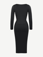 Retro Square Neck Waist Control Dress With Removable Bra Pads