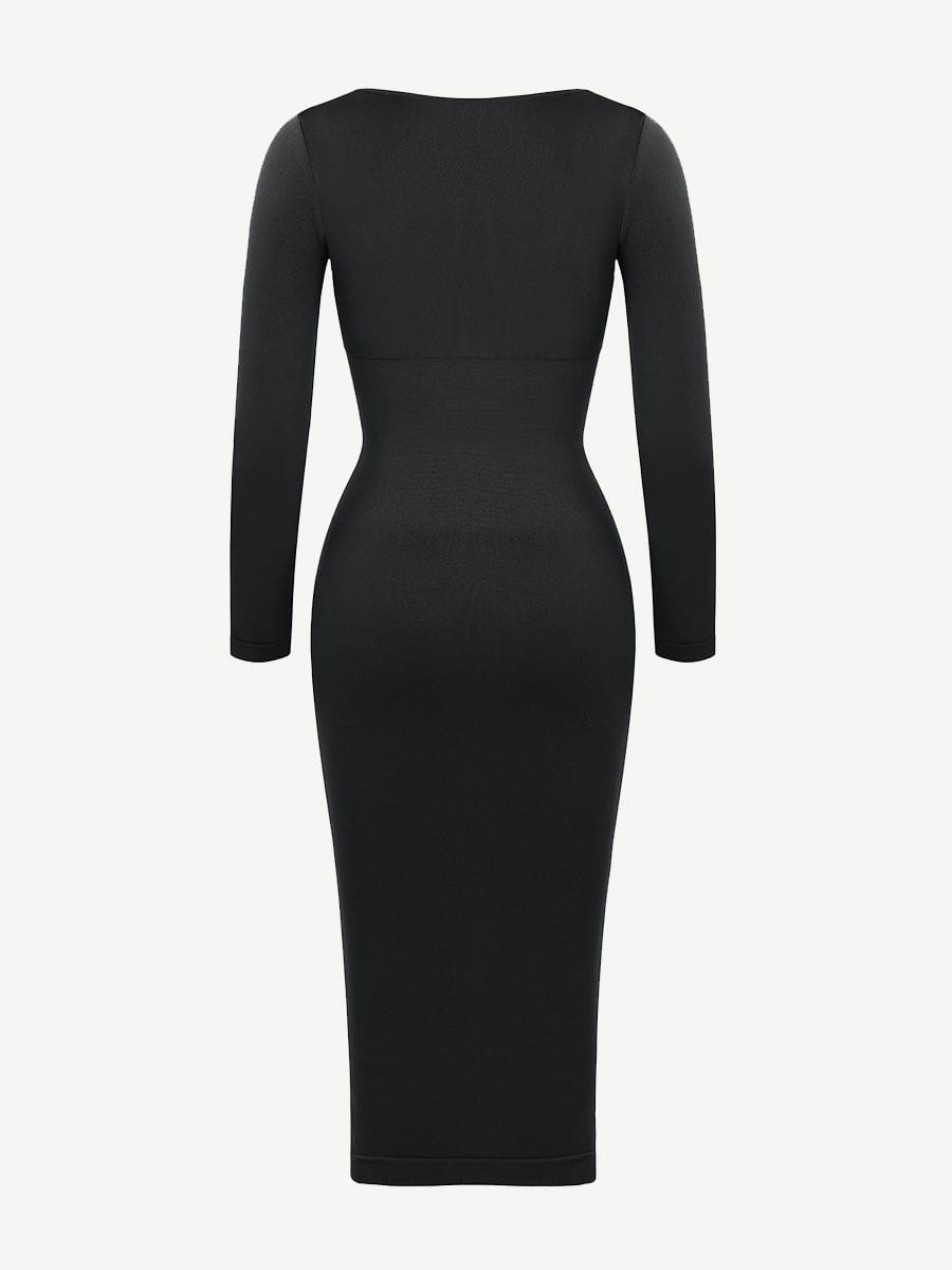 Retro Square Neck Waist Control Dress With Removable Bra Pads