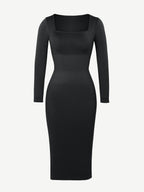 Retro Square Neck Waist Control Dress With Removable Bra Pads