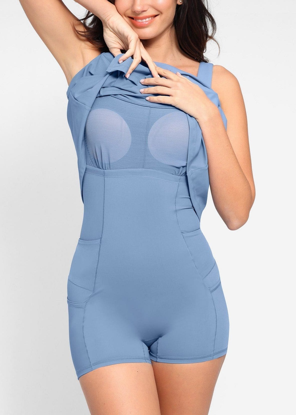 Mid-Thigh Waist Control Dress with Built-In Shorts