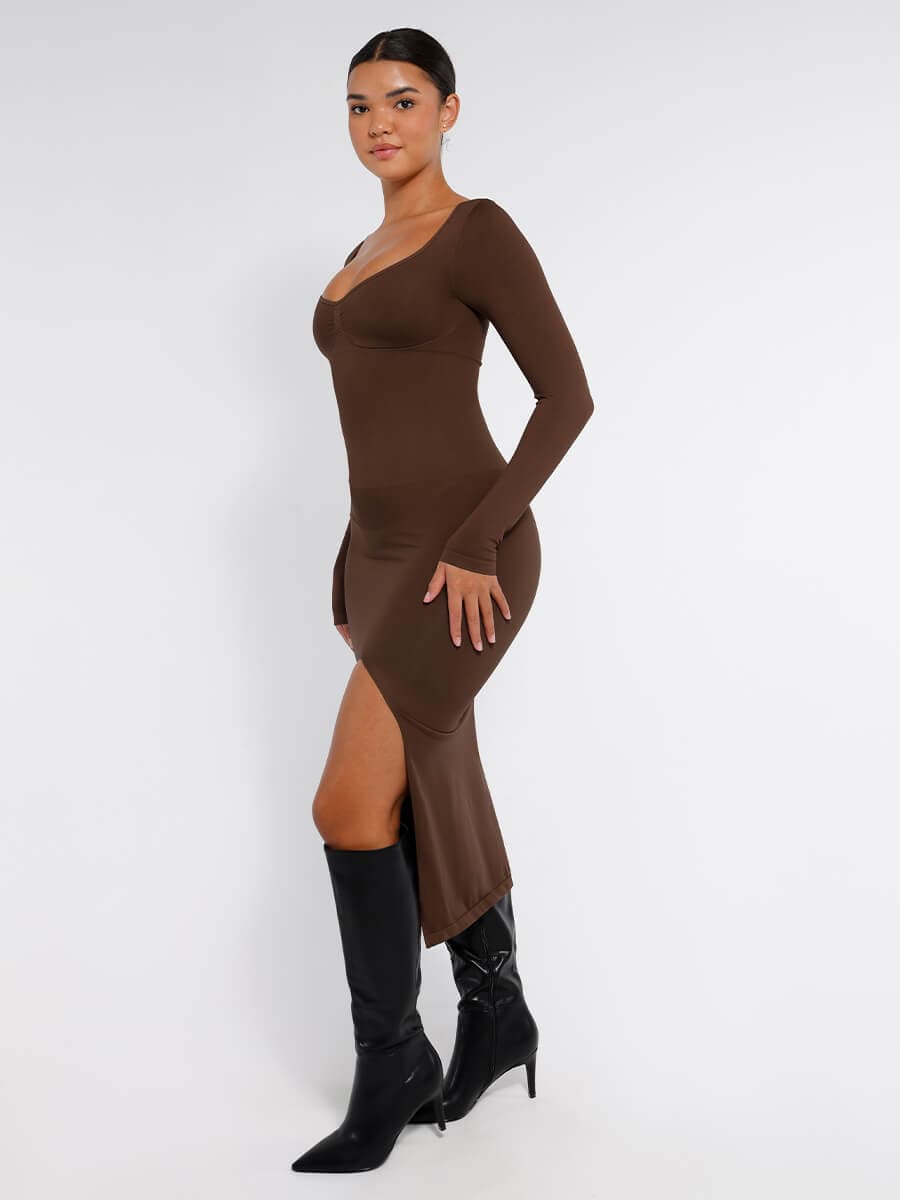 High Side Slit Bust & Tummy Shaping Dress - Auxieswear