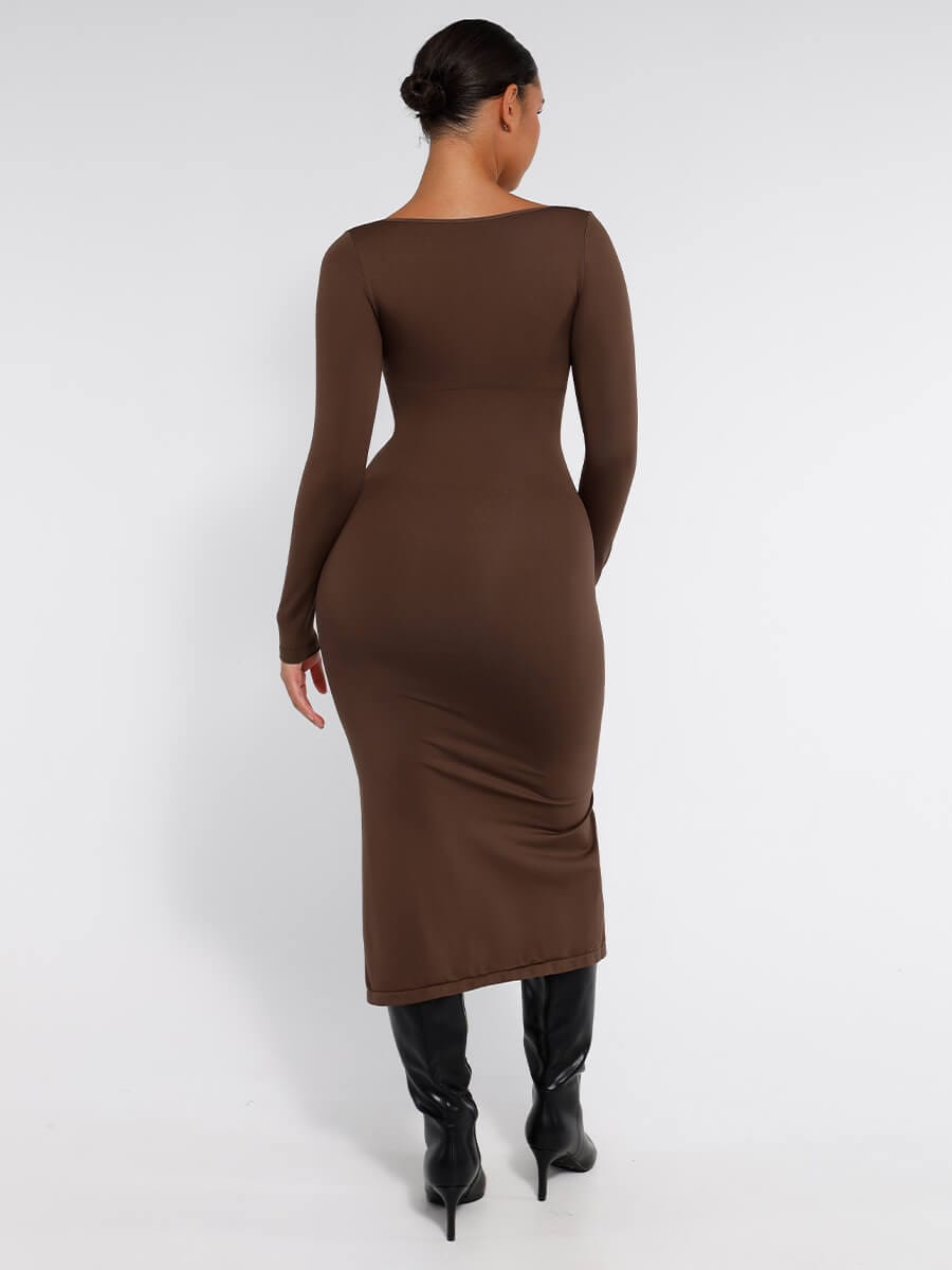 High Side Slit Bust & Tummy Shaping Dress - Auxieswear