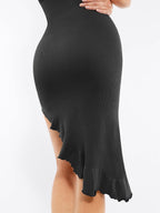 Sleeveless Midi Dress with Asymmetrical Ruffle Hem