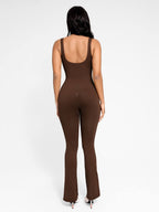 Square Neck U-Back Design Flared Jumpsuit