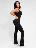 Square Neck U-Back Design Flared Jumpsuit