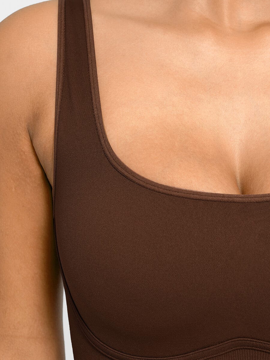 Square Neck U-Back Design Flared Jumpsuit