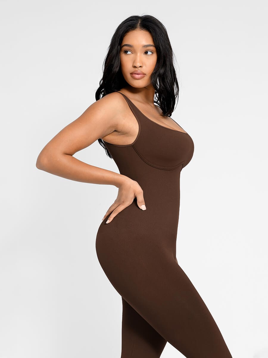 Square Neck U-Back Design Flared Jumpsuit