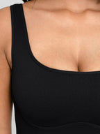 Square Neck U-Back Design Flared Jumpsuit