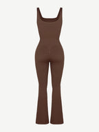 Square Neck U-Back Design Flared Jumpsuit