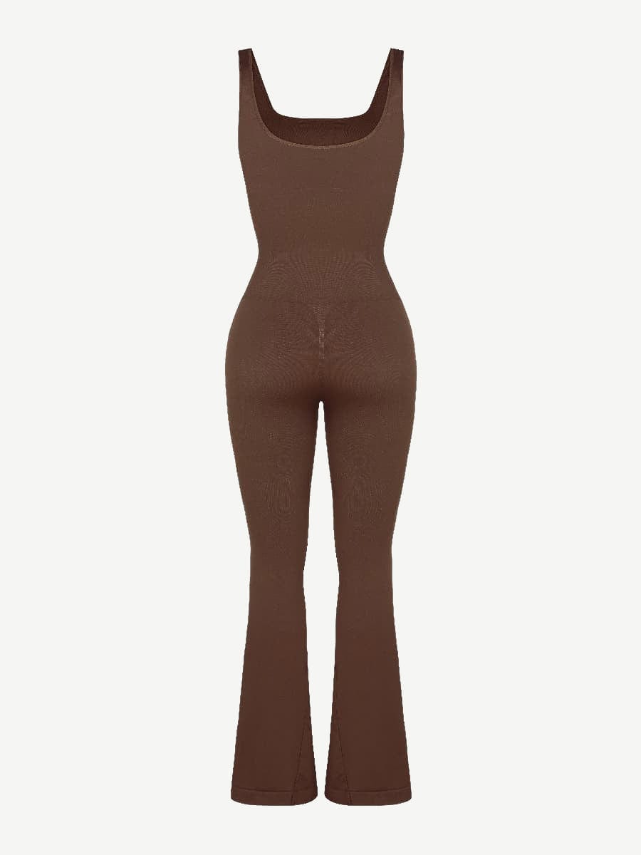 Square Neck U-Back Design Flared Jumpsuit - Auxieswear
