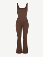 Square Neck U-Back Design Flared Jumpsuit